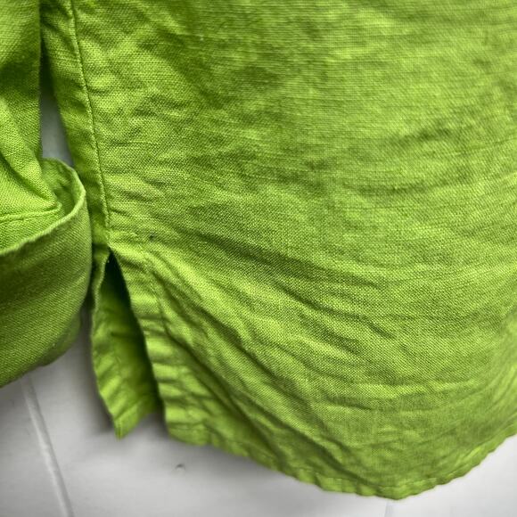 Worthington Vintage Line Cotton Lime Green Button Front Womens Shirt Size Small - Picture 6 of 13